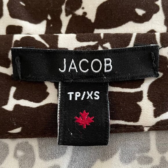 Jacob 3/4 Slv Poly Blend Animal Print Wrap Dress Chocolate Brown + White Sz XS - Picture 12 of 14